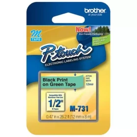 Brother M-731 Black on Green tape