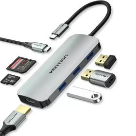 Vention 7 in 1 USB type-C Hub to 4K HDMI/3 USB 3.0 Ports/PD/SD/TF Card