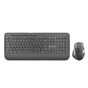 Promate Ergonomic Wireless Keyboard & Mouse Combo with Palm Rest
