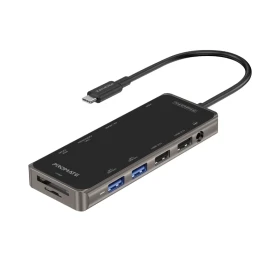 Promate 11 in 1 Multiport USB-C Hub with 100W PD, HDMI, VGA, Ethernet, AUX, SD/TF Card, 3xUSB ports