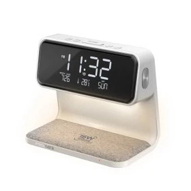 Promate 15W Wireless Charger Multi-Function LED Alarm Clock