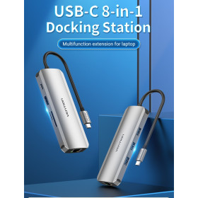 Vention Multi-function USB-C 8-in-1 Docking Station