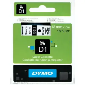 Dymo 12mm Black On White Tape