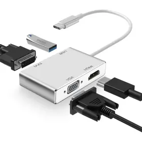 USB-TYPE C TO VGA DVI HDMI & USB 4 in 1 adapter